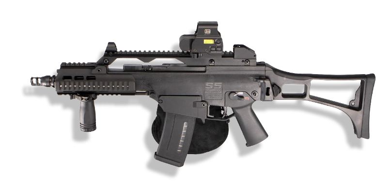 HK Parts G36C Parts Kit components laid out for a G36C build with SG-36 receiver